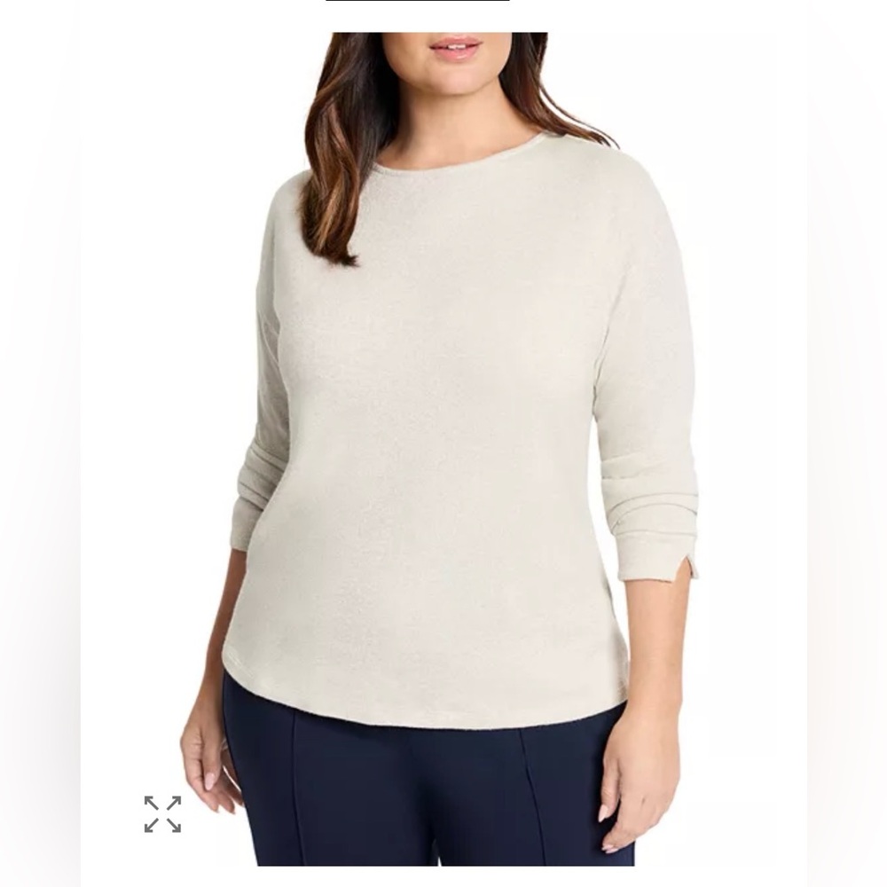 NIC+ZOE Plus size Everyday Sparkle glitter Top Cream Long Sleeve size 3X